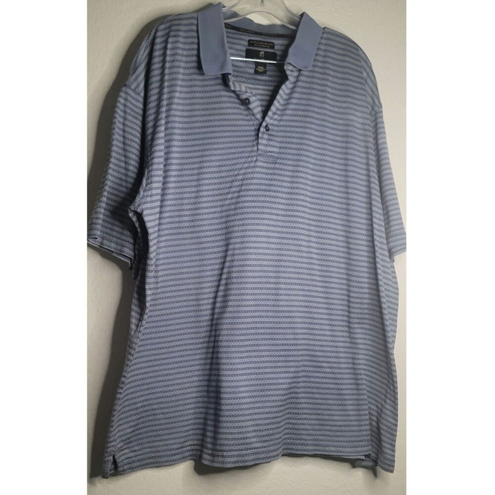 Light Blue Striped Gary Player Short-sleeve Moisture Wicking Golf Shirt Sz 2X
